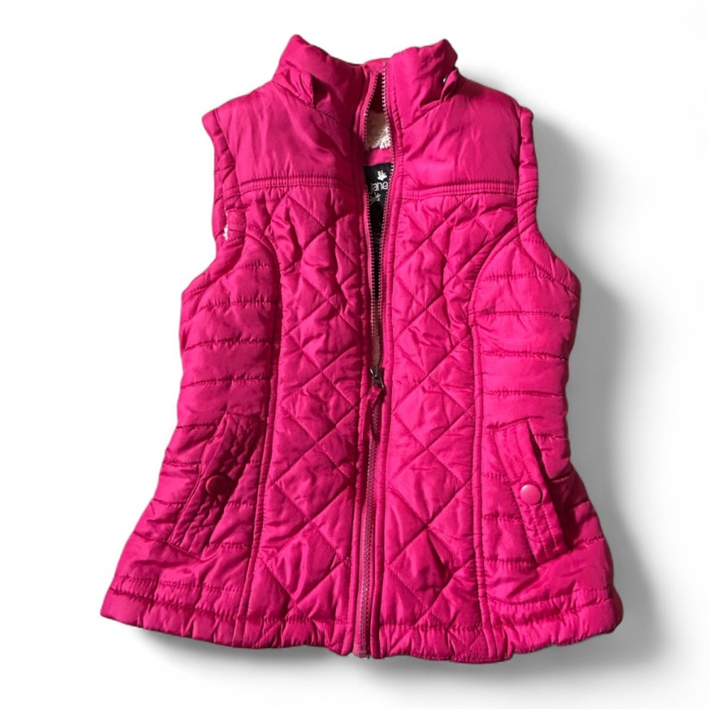 🌹Me Jane Kids Sleeveless Pink Piffer Jack w/ Faur Fur Lining